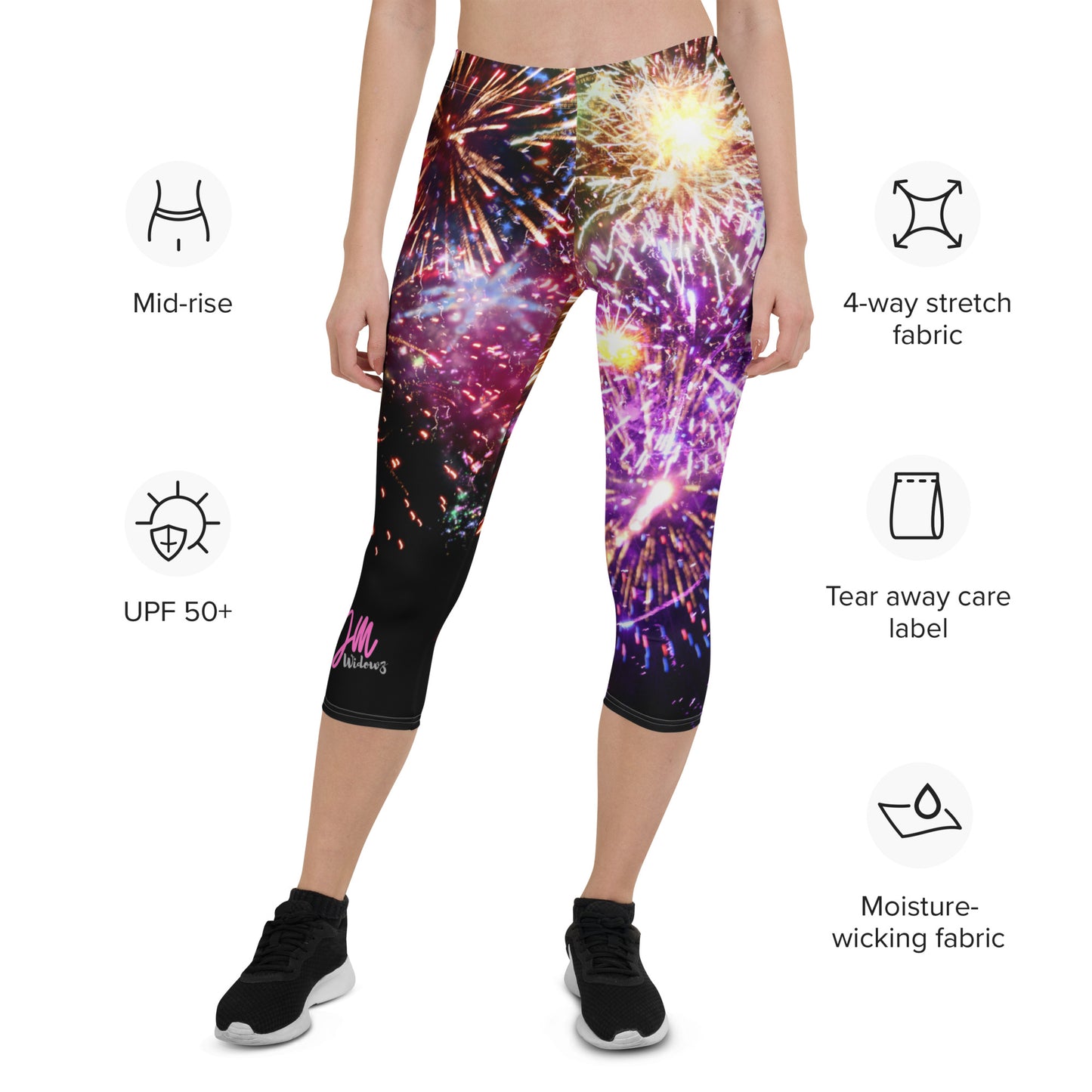 GymWidowz Capri Leggings - Fireworks