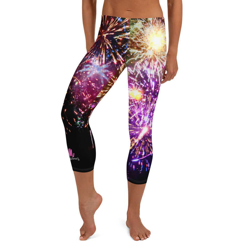 GymWidowz Capri Leggings - Fireworks