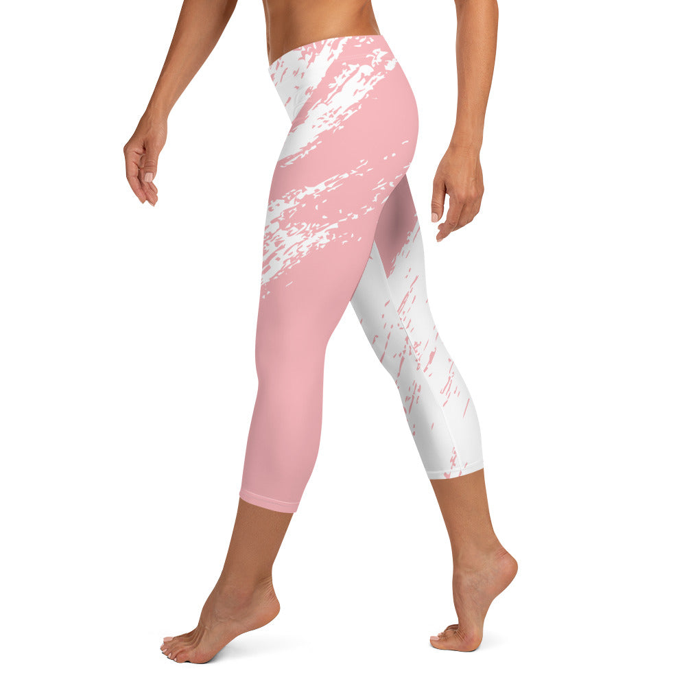 GymWidowz Capri Leggings - Distressed Pink