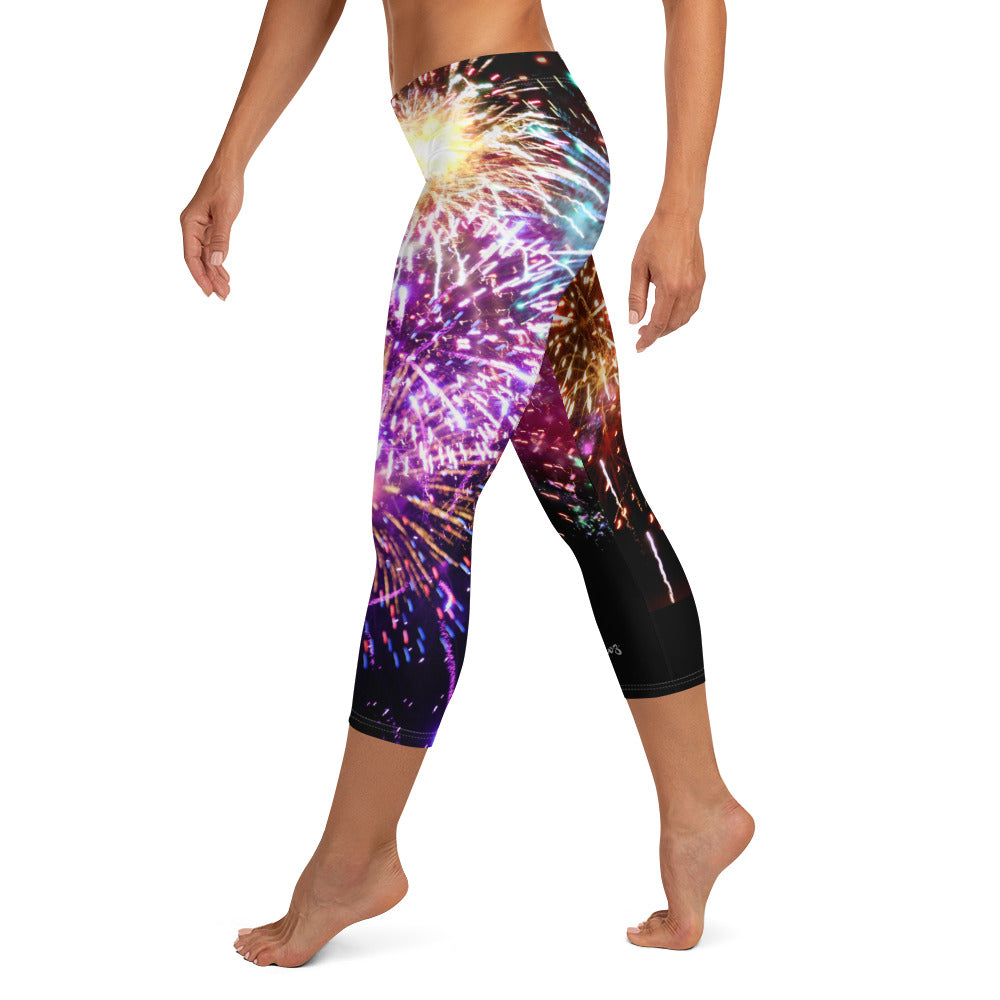 GymWidowz Capri Leggings - Fireworks