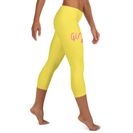 GymWidowz Capri Leggings - Daisy Yellow