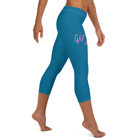 GymWidowz Capri Leggings - Cerulean Blue