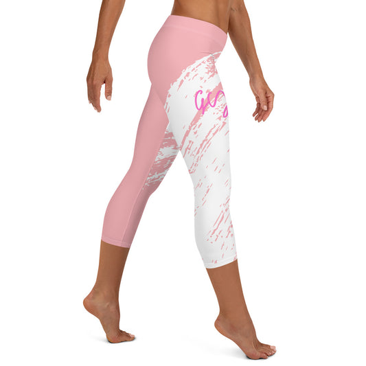 GymWidowz Capri Leggings - Distressed Pink