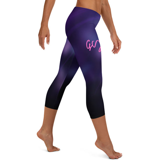 GymWidowz Capri Leggings - Purple Nebula