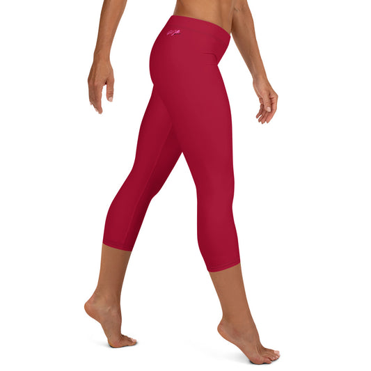 GymWidowz Capri Leggings - Dark Red