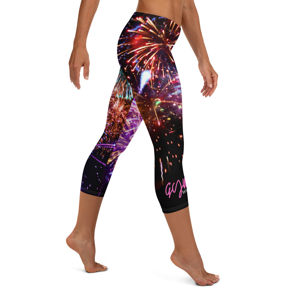 GymWidowz Capri Leggings - Fireworks