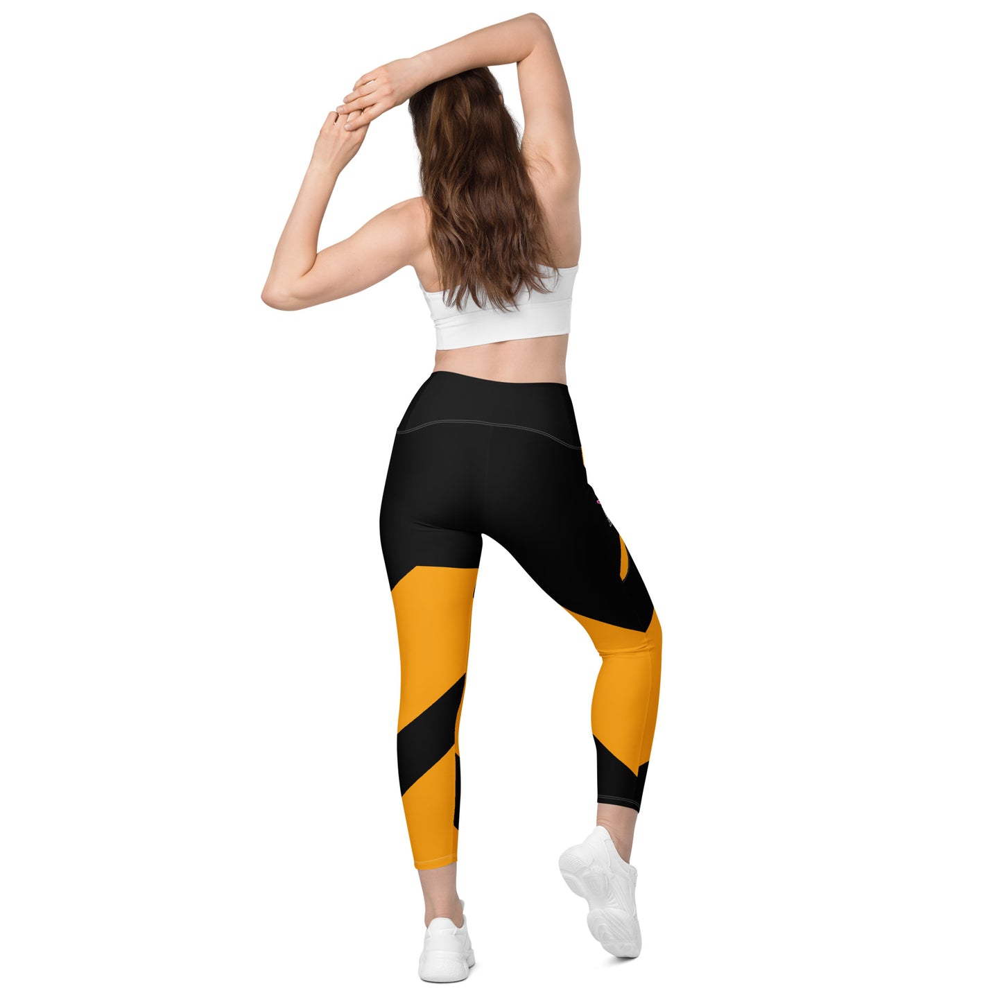 GymWidowz Leggings with pockets - Abstract Yellow/Black