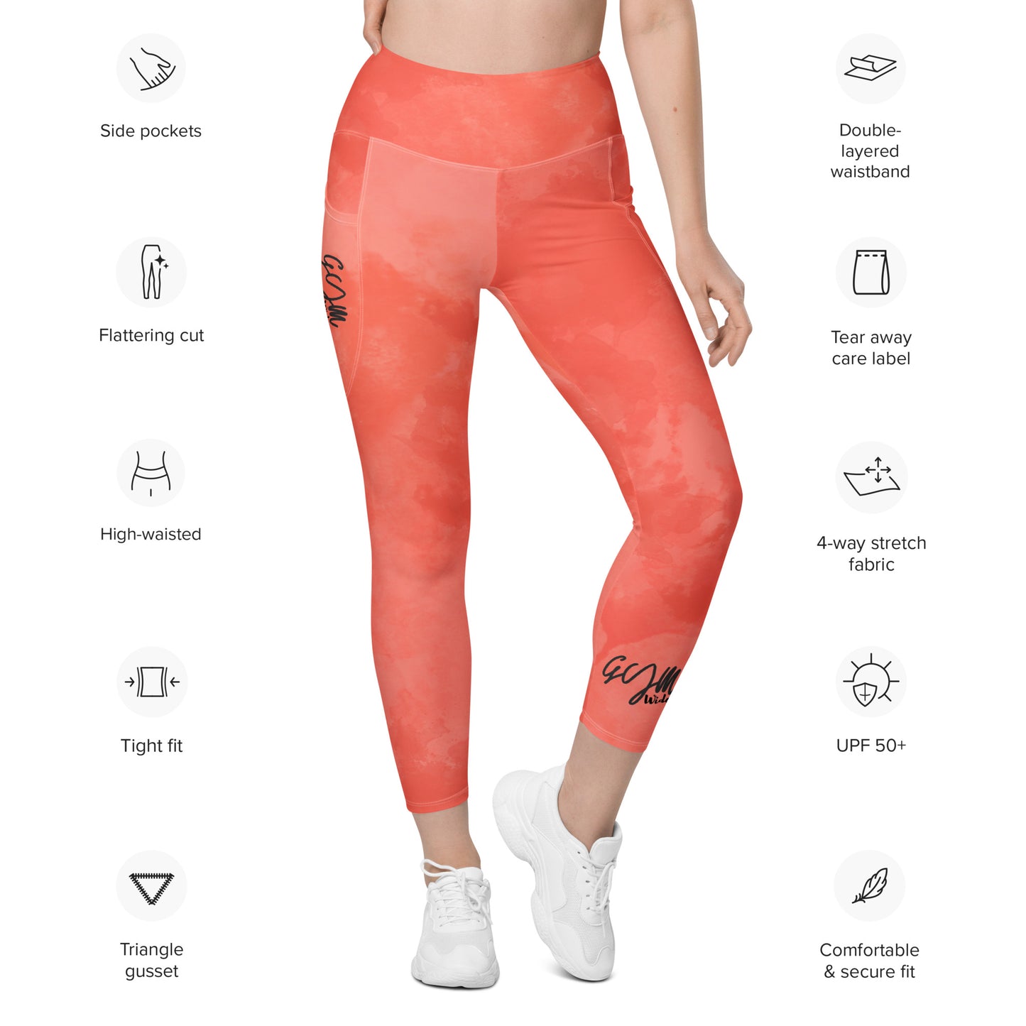 GymWidowz Leggings with pockets - Coral