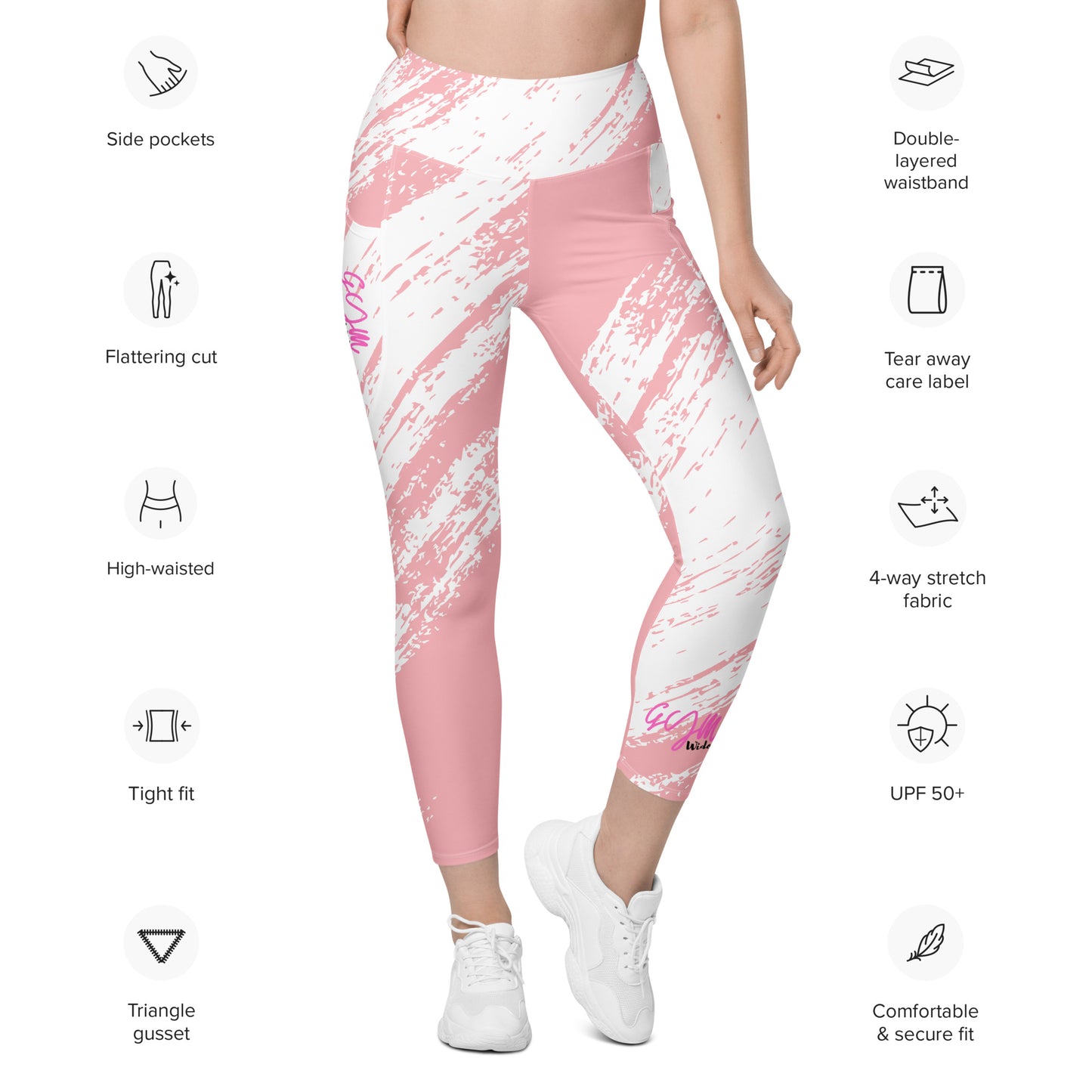 GymWidowz Leggings with pockets - Distressed Pink