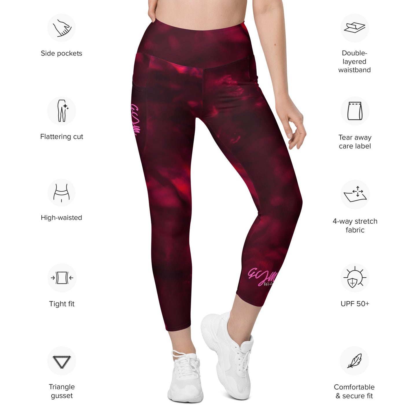 GymWidowz Leggings with pockets - Hot Lava