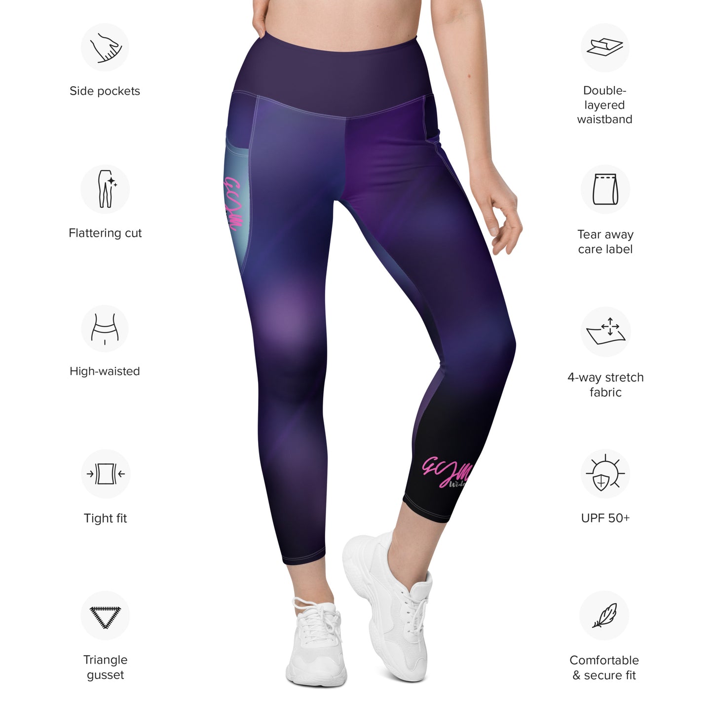 GymWidowz Leggings with pockets - Purple Nebula