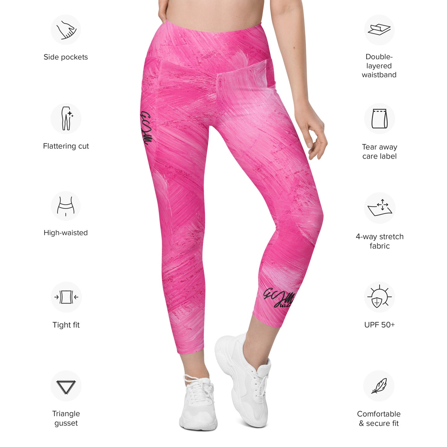 GymWidowz Leggings with pockets - Painted Pink