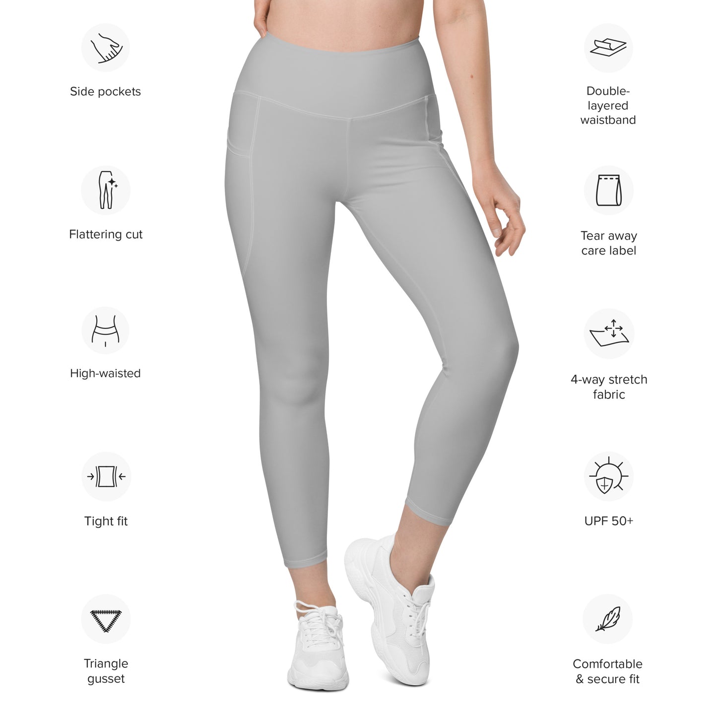 GymWidowz Leggings with pockets - Light Grey