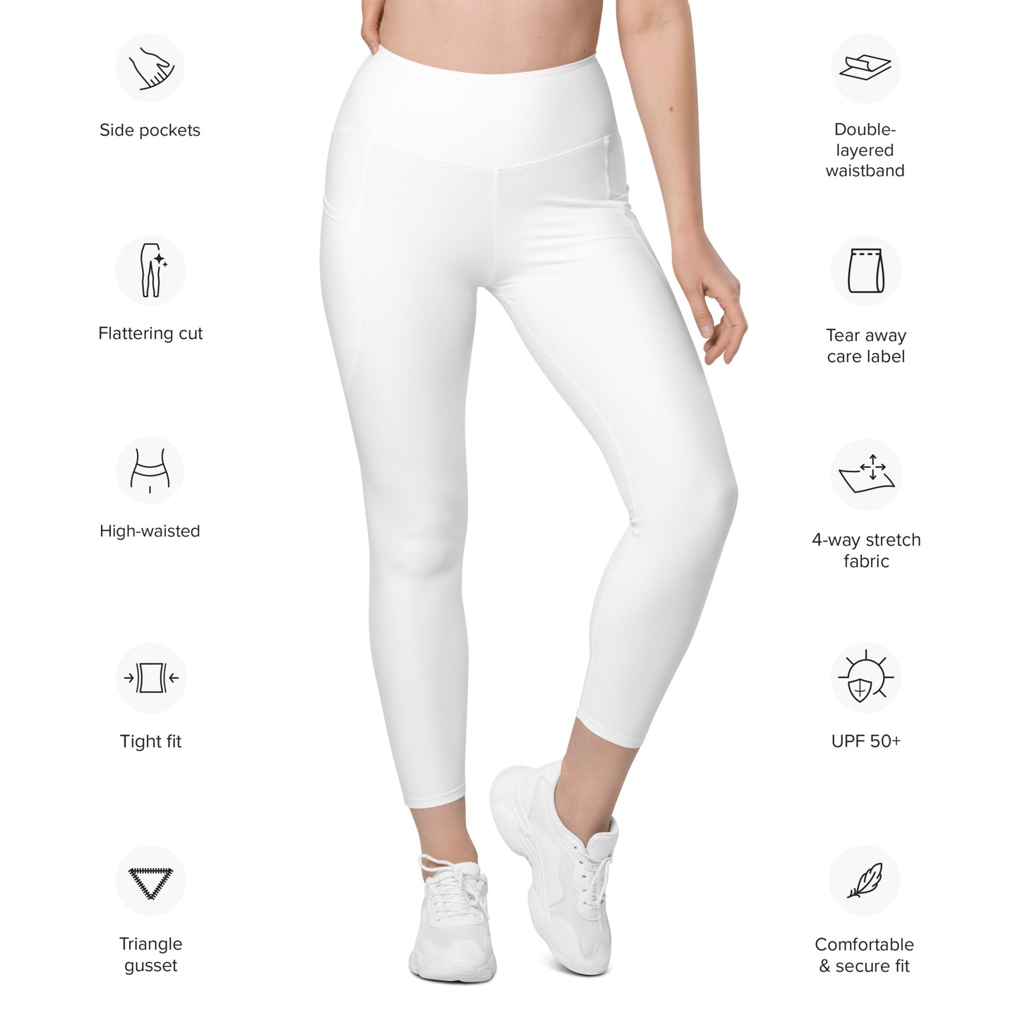 GymWidowz Leggings with pockets - White