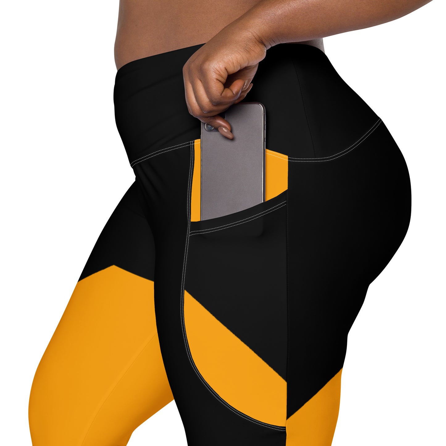 GymWidowz Leggings with pockets - Abstract Yellow/Black