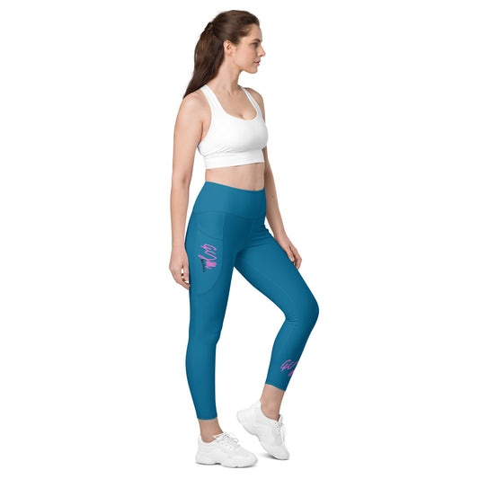 GymWidowz Leggings with pockets - Cerulean Blue