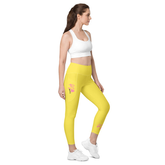 GymWidowz Leggings with pockets - Daisy Yellow