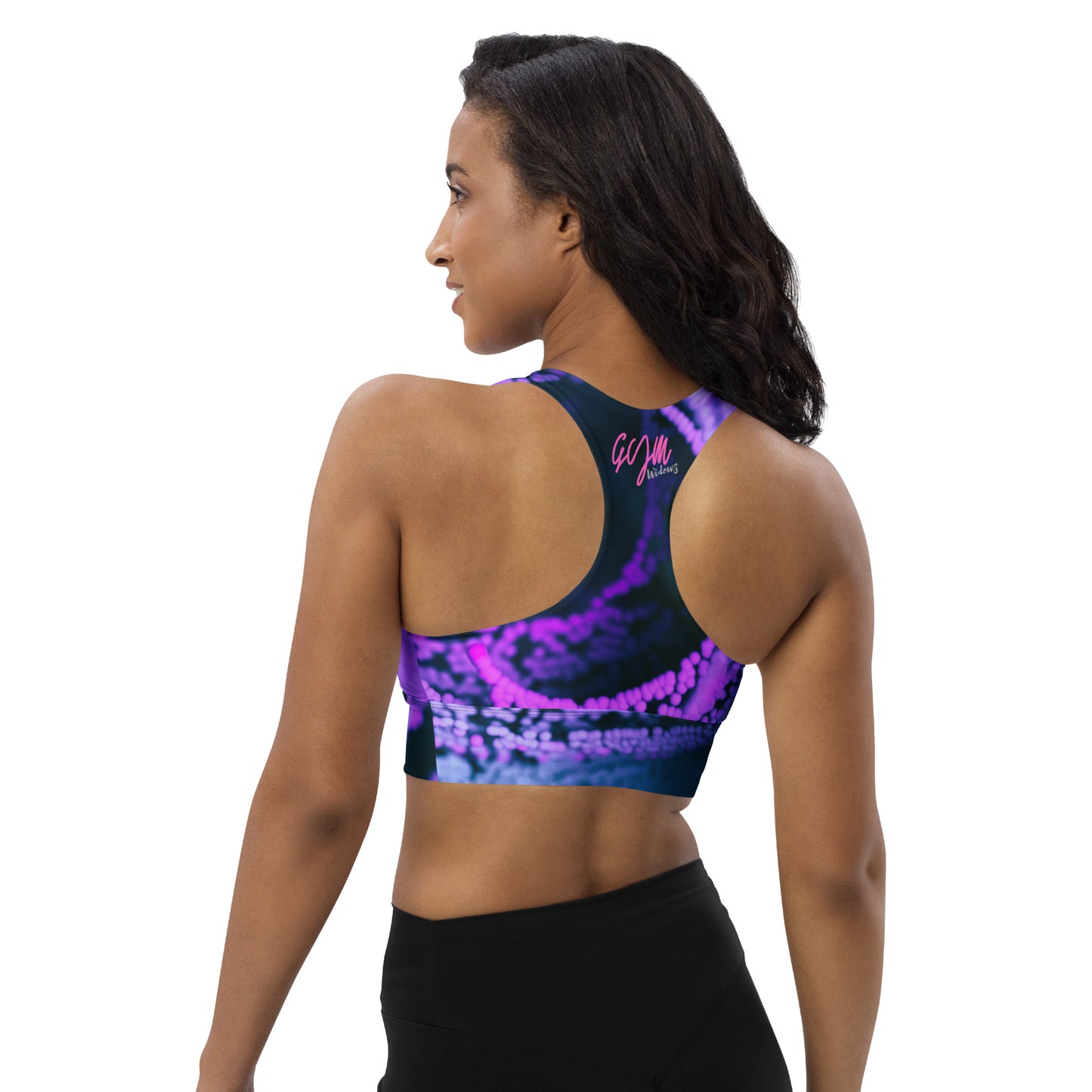 GymWidowz Longline sports bra - Purple Swirl