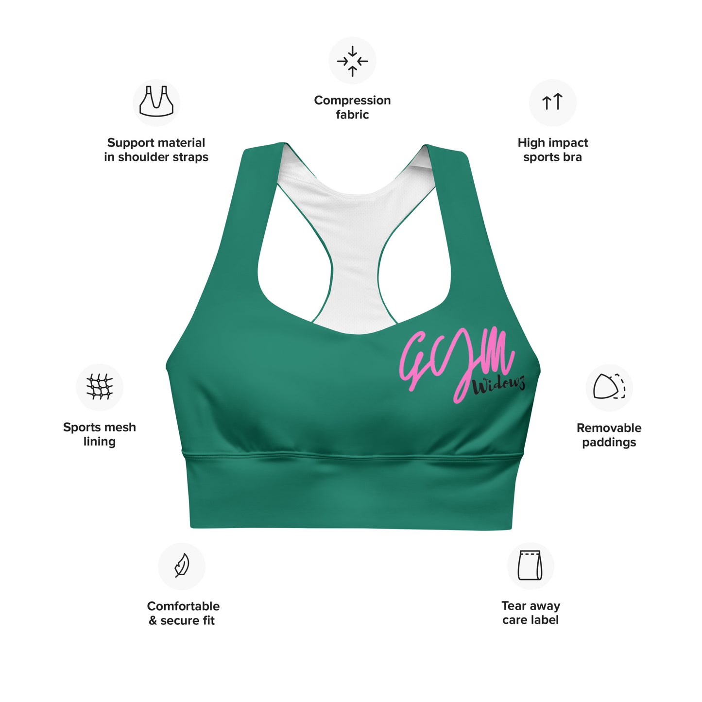 GymWidowz Longline sports bra - Green