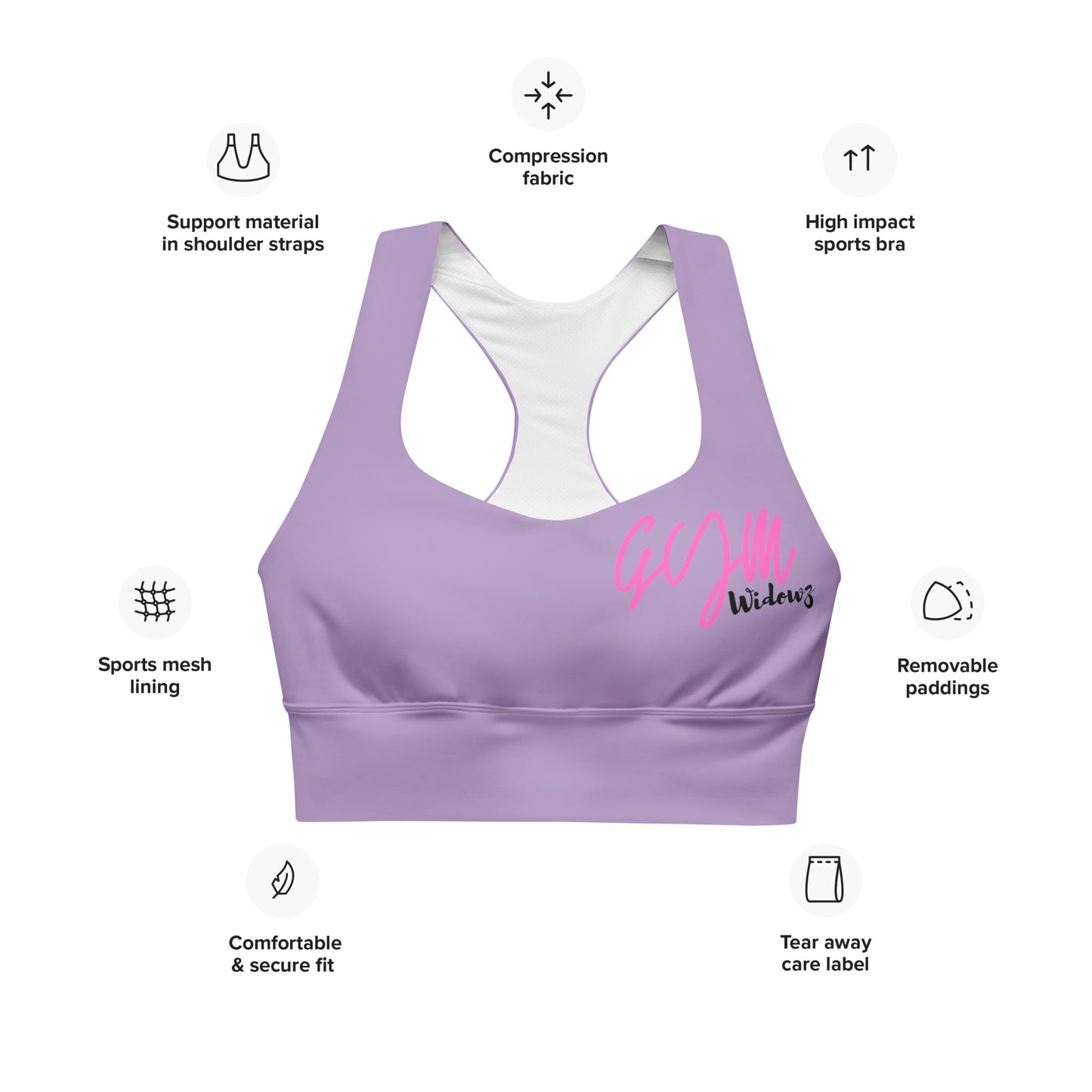 GymWidowz Longline sports bra - Purple