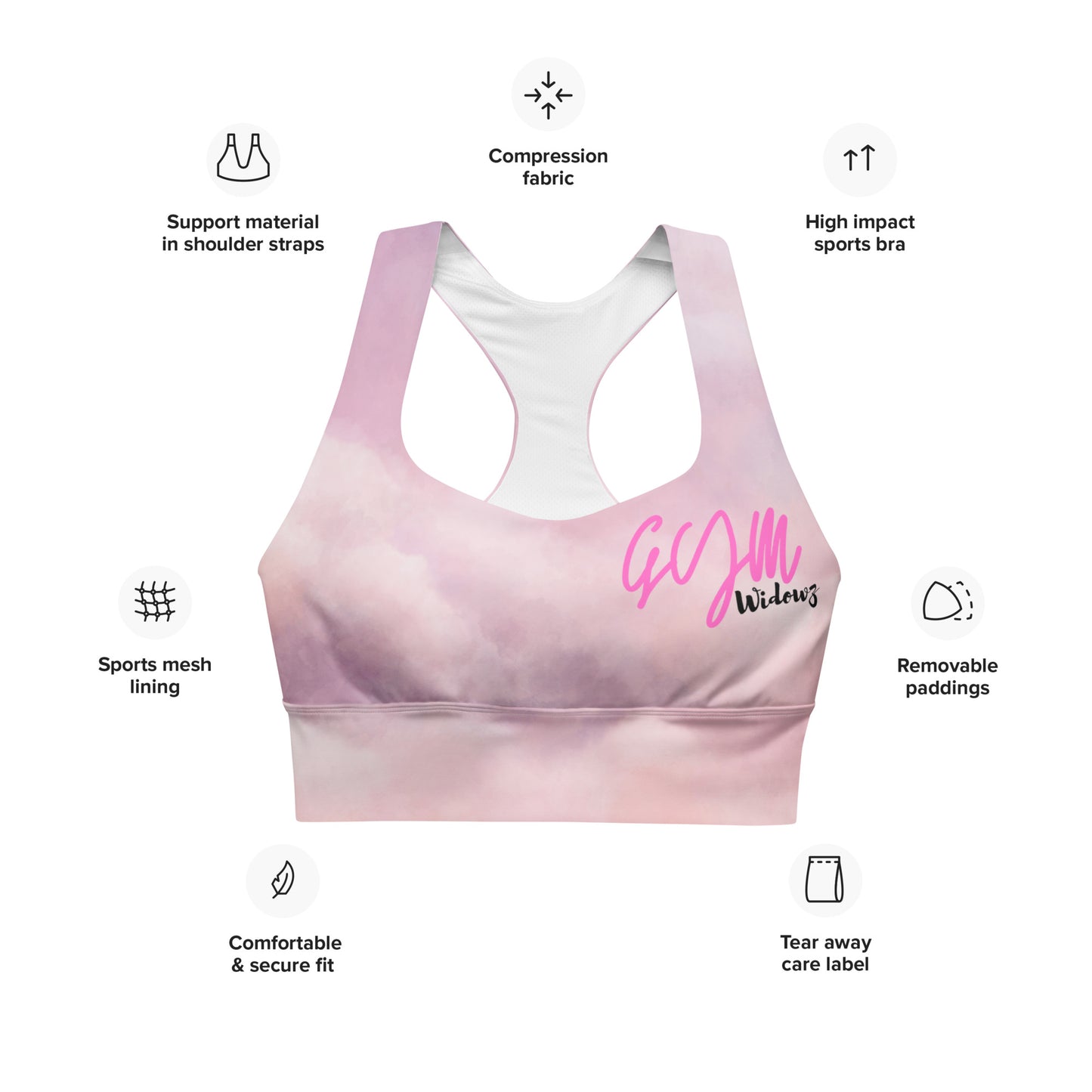 GymWidowz Longline sports bra - Clouds