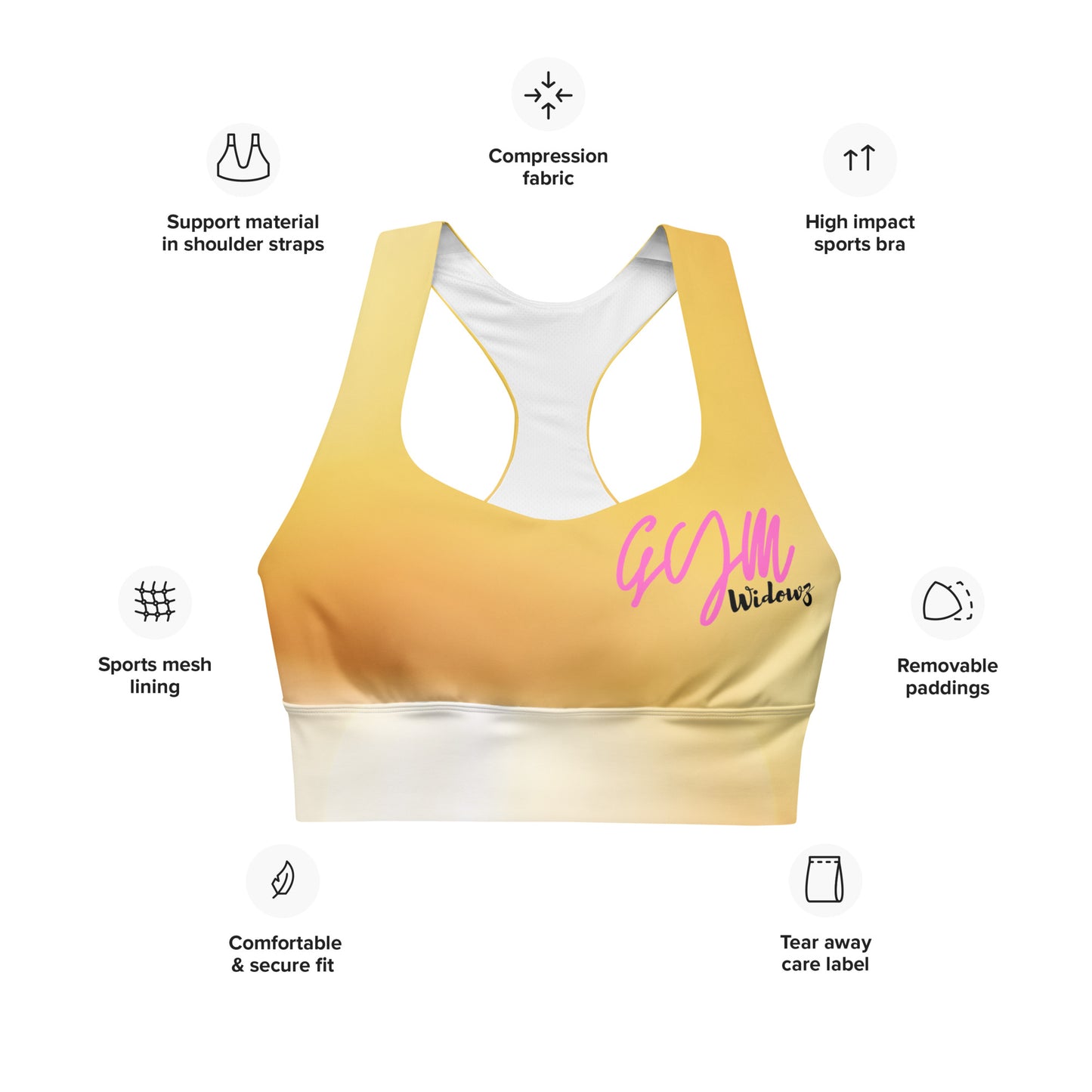 GymWidowz Longline sports bra - Morning Sunrise