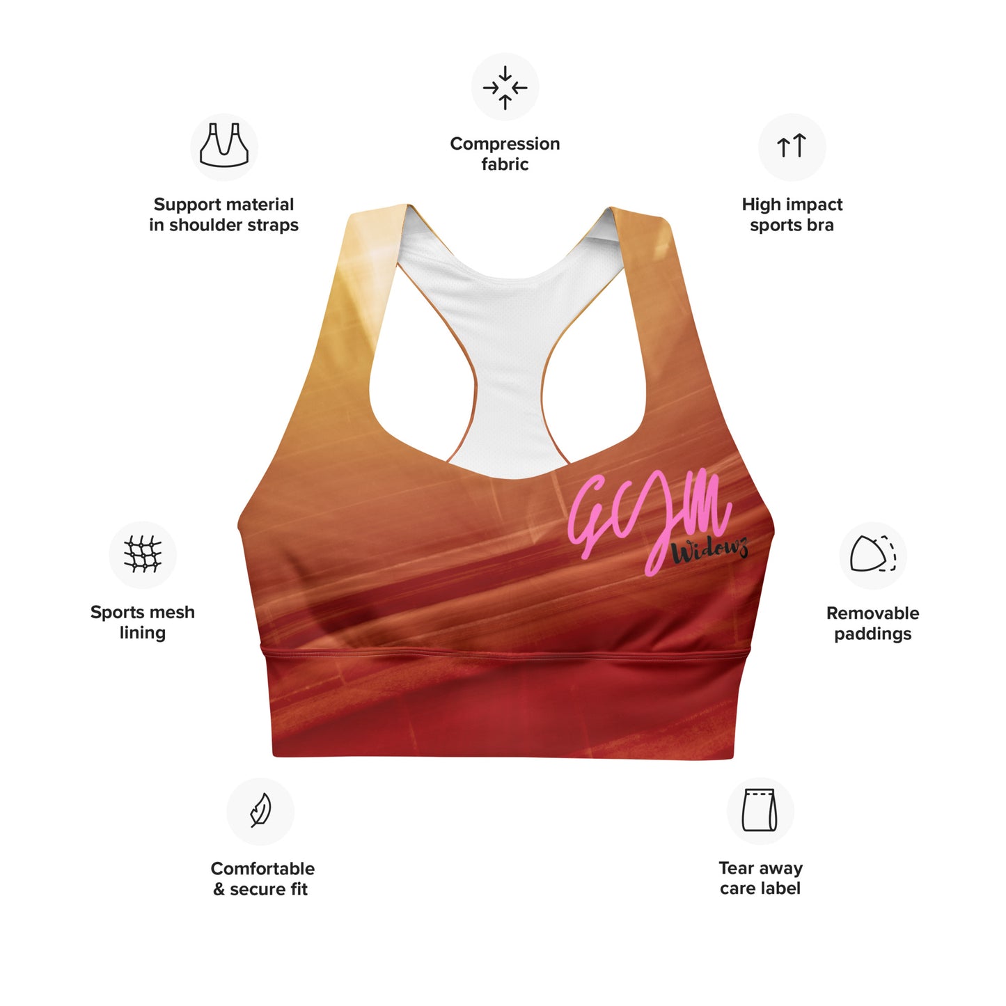 GymWidowz Longline sports bra - Sandstorm