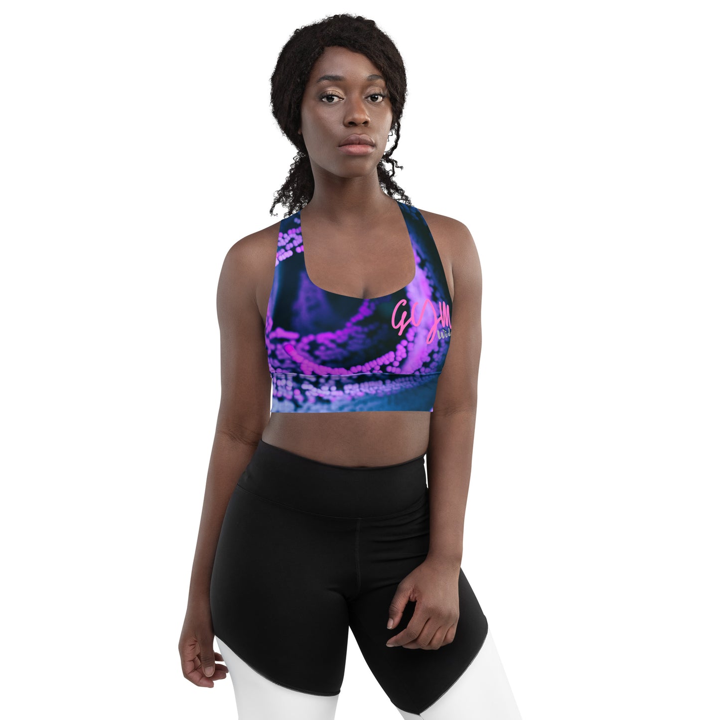 GymWidowz Longline sports bra - Purple Swirl