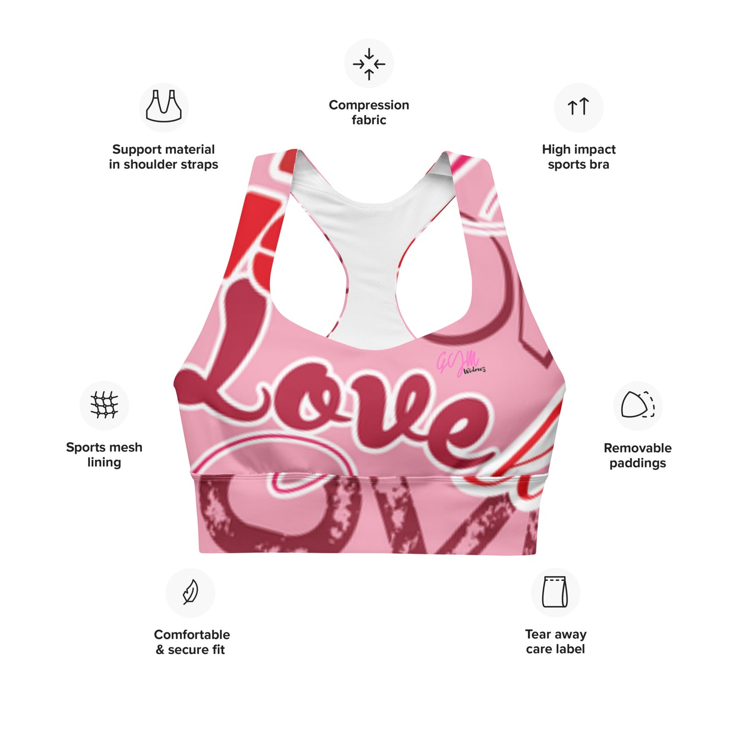 GymWidowz Longline sports bra - Love Collection