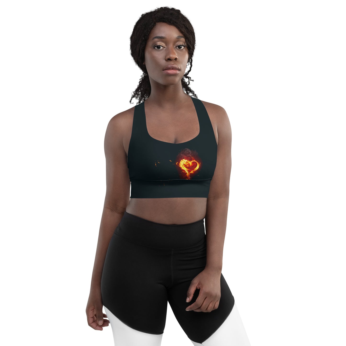 GymWidowz Longline sports bra - Burning Heart