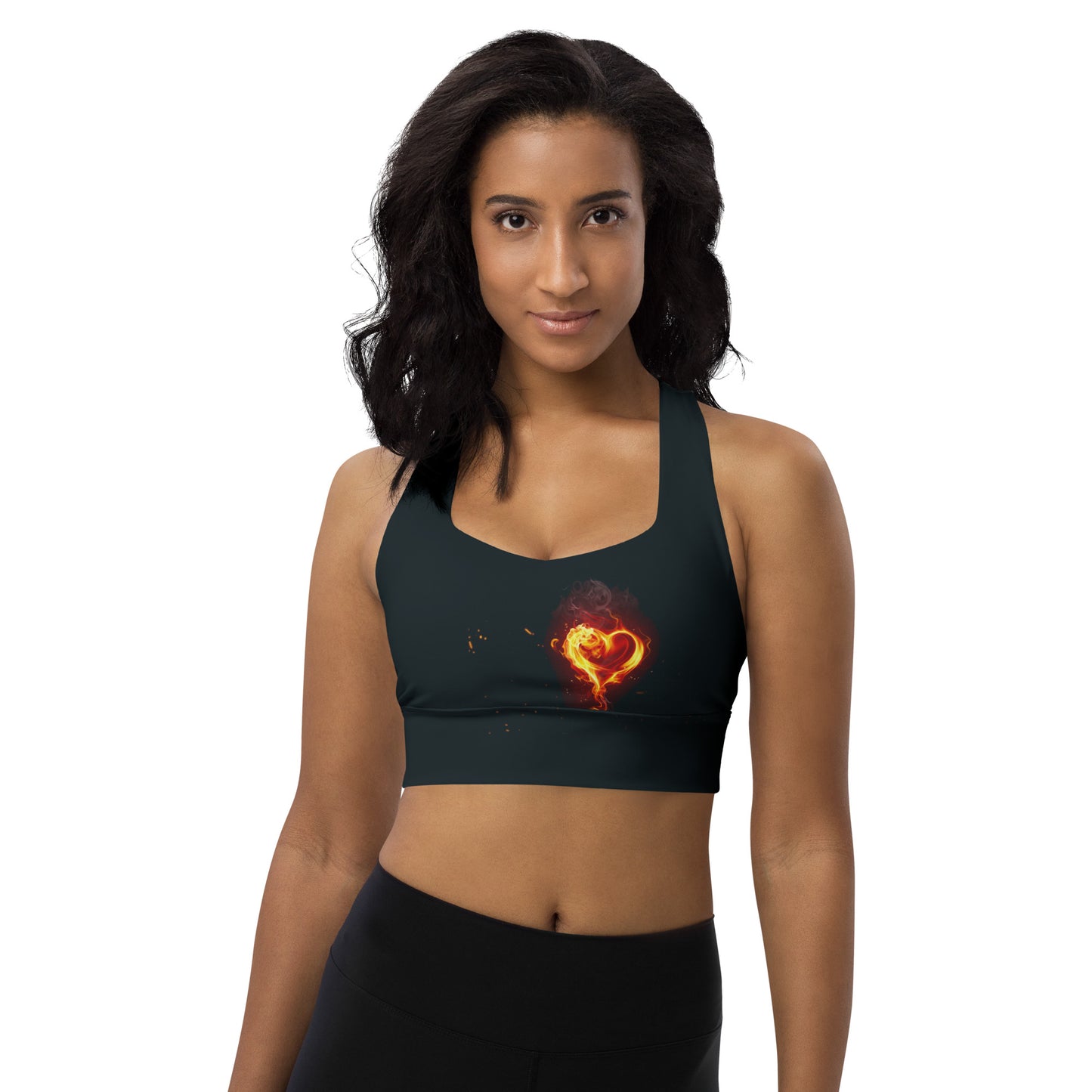 GymWidowz Longline sports bra - Burning Heart