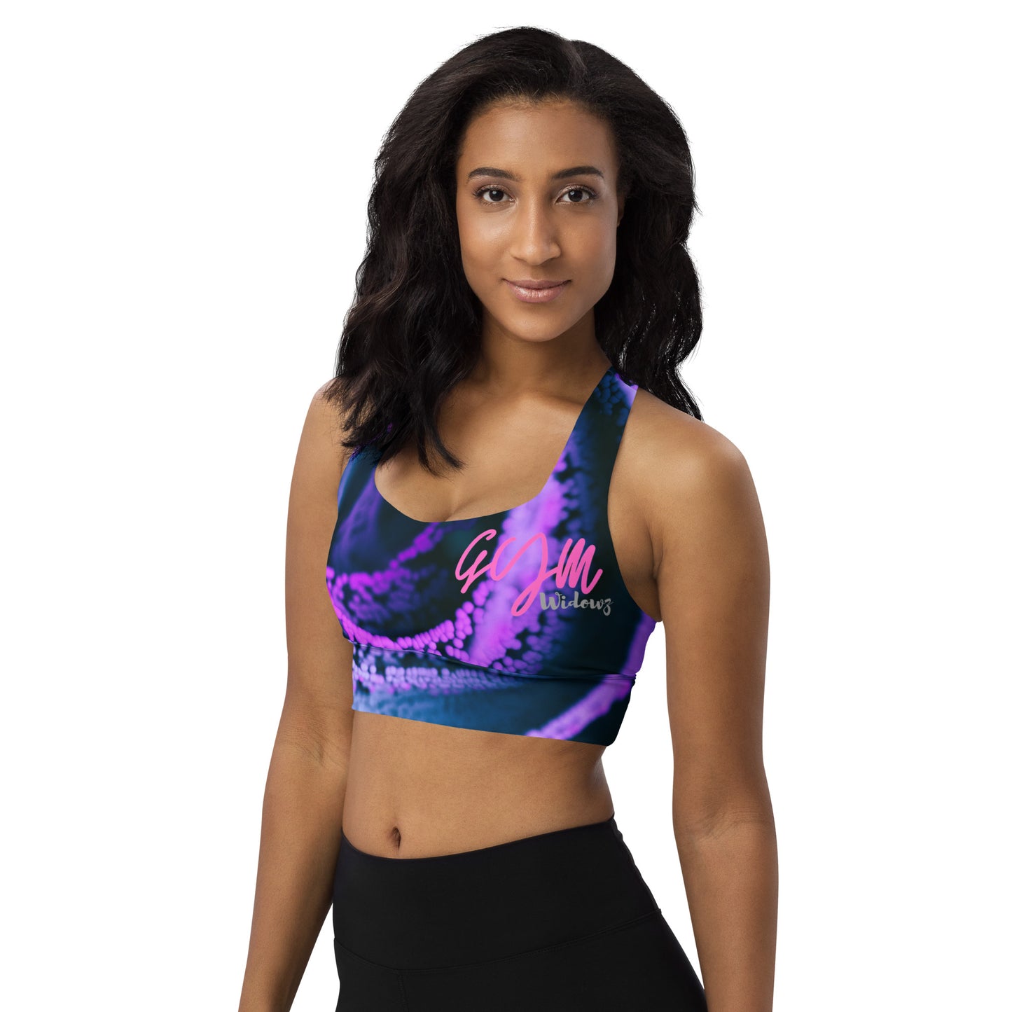 GymWidowz Longline sports bra - Purple Swirl