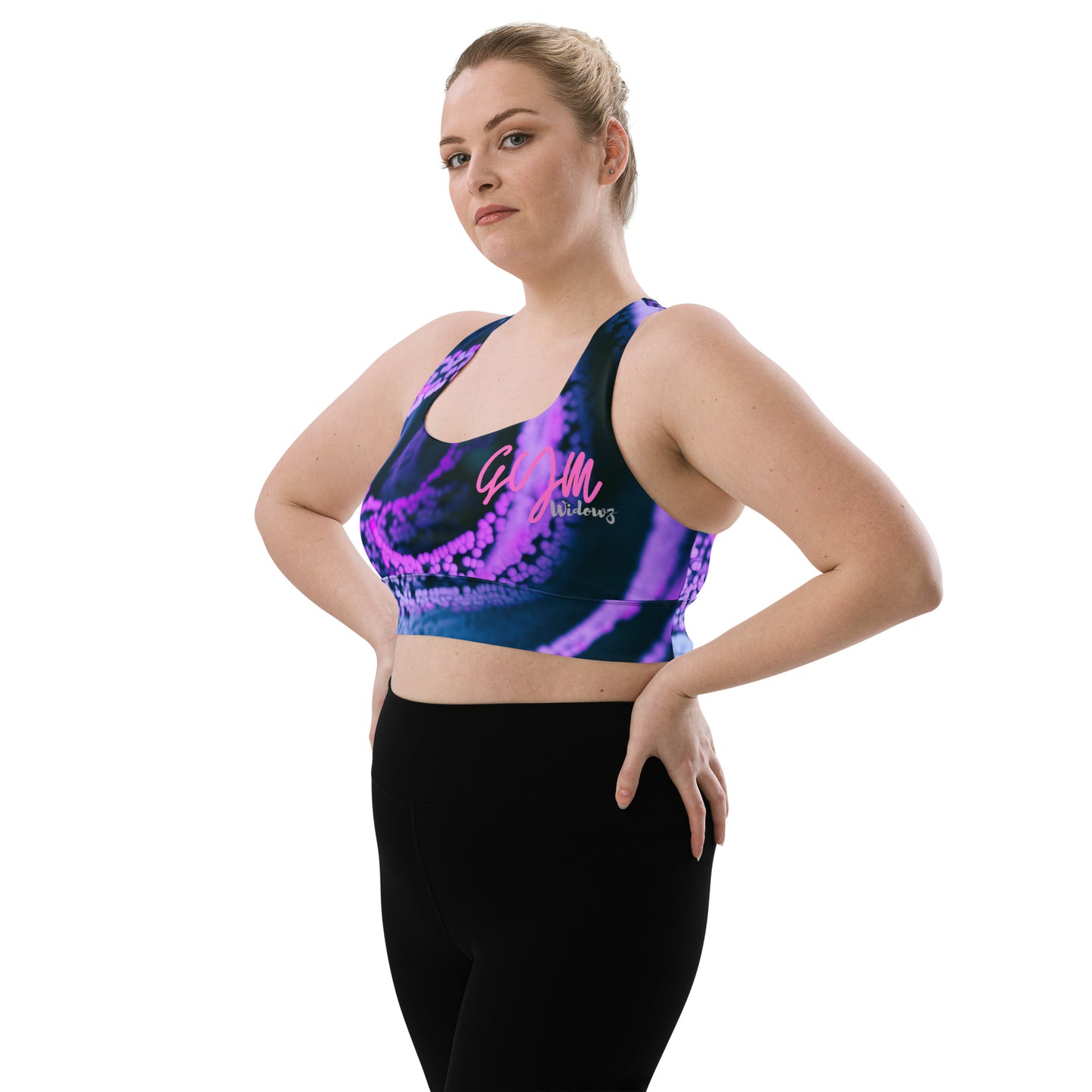 GymWidowz Longline sports bra - Purple Swirl