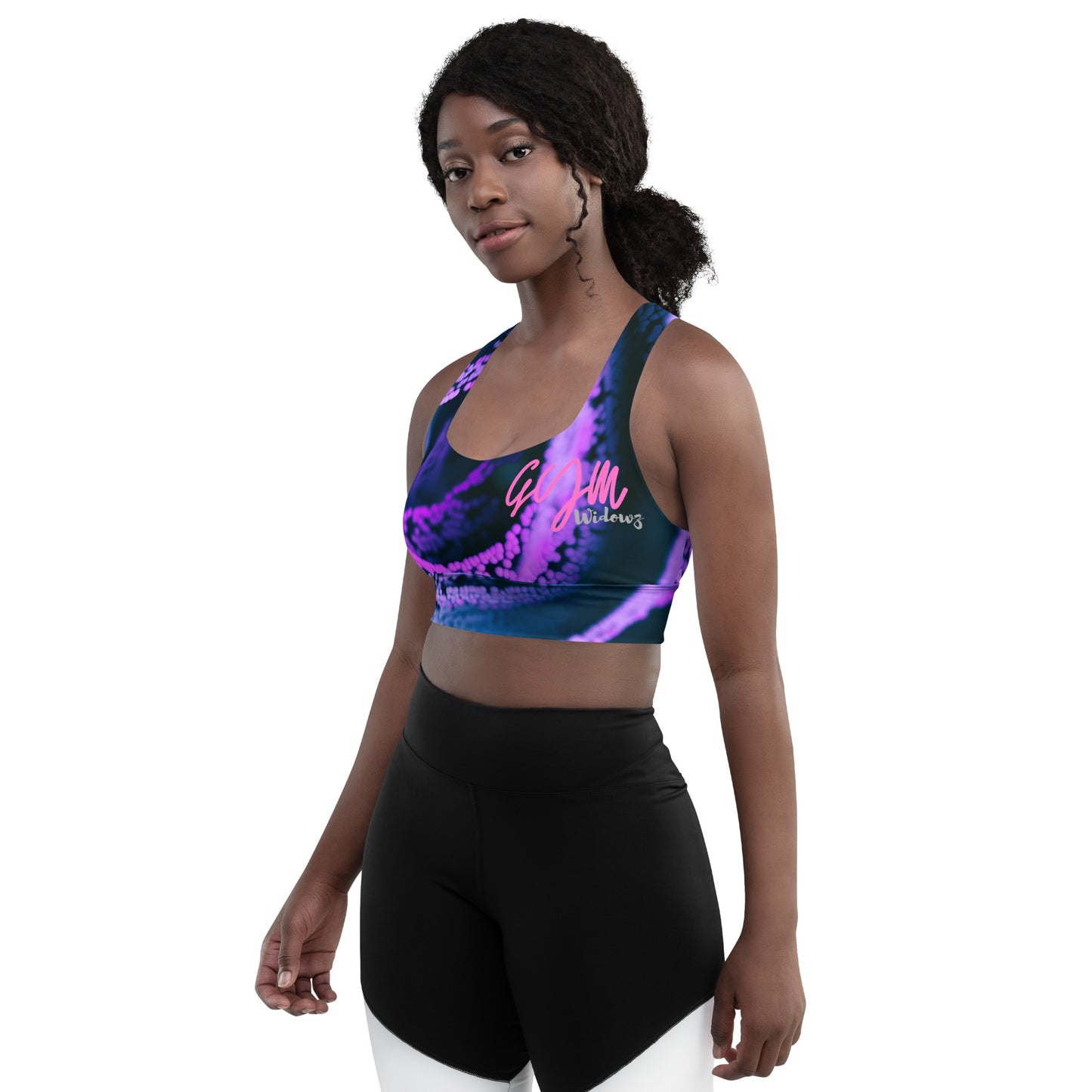 GymWidowz Longline sports bra - Purple Swirl