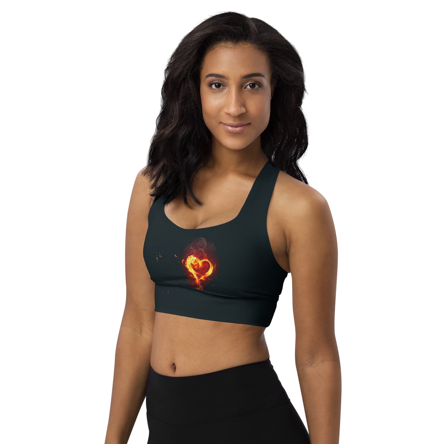 GymWidowz Longline sports bra - Burning Heart