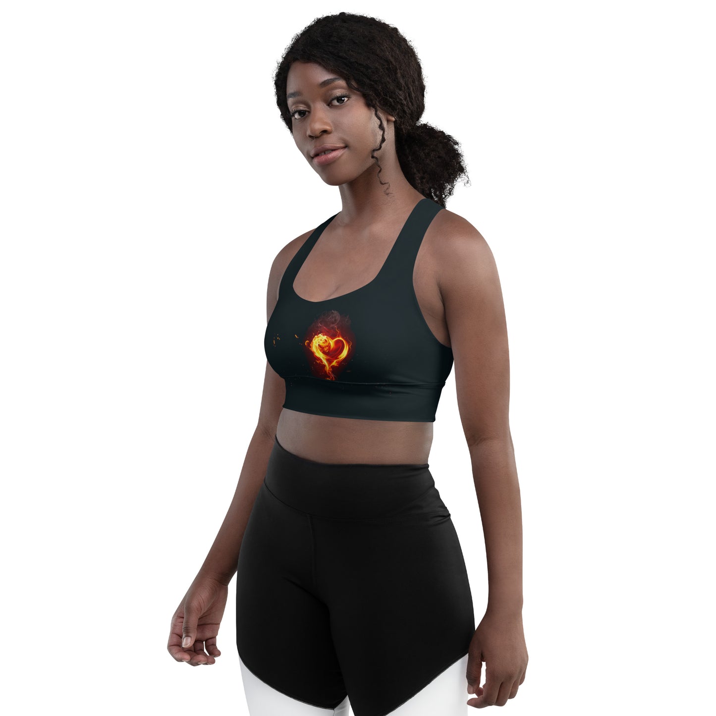 GymWidowz Longline sports bra - Burning Heart