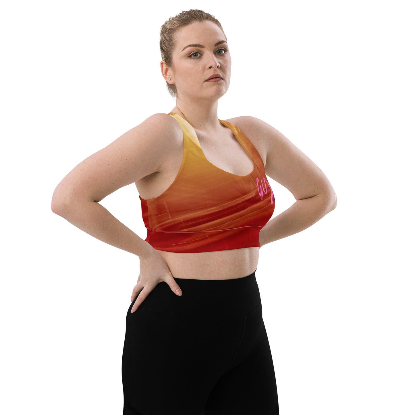 GymWidowz Longline sports bra - Sandstorm