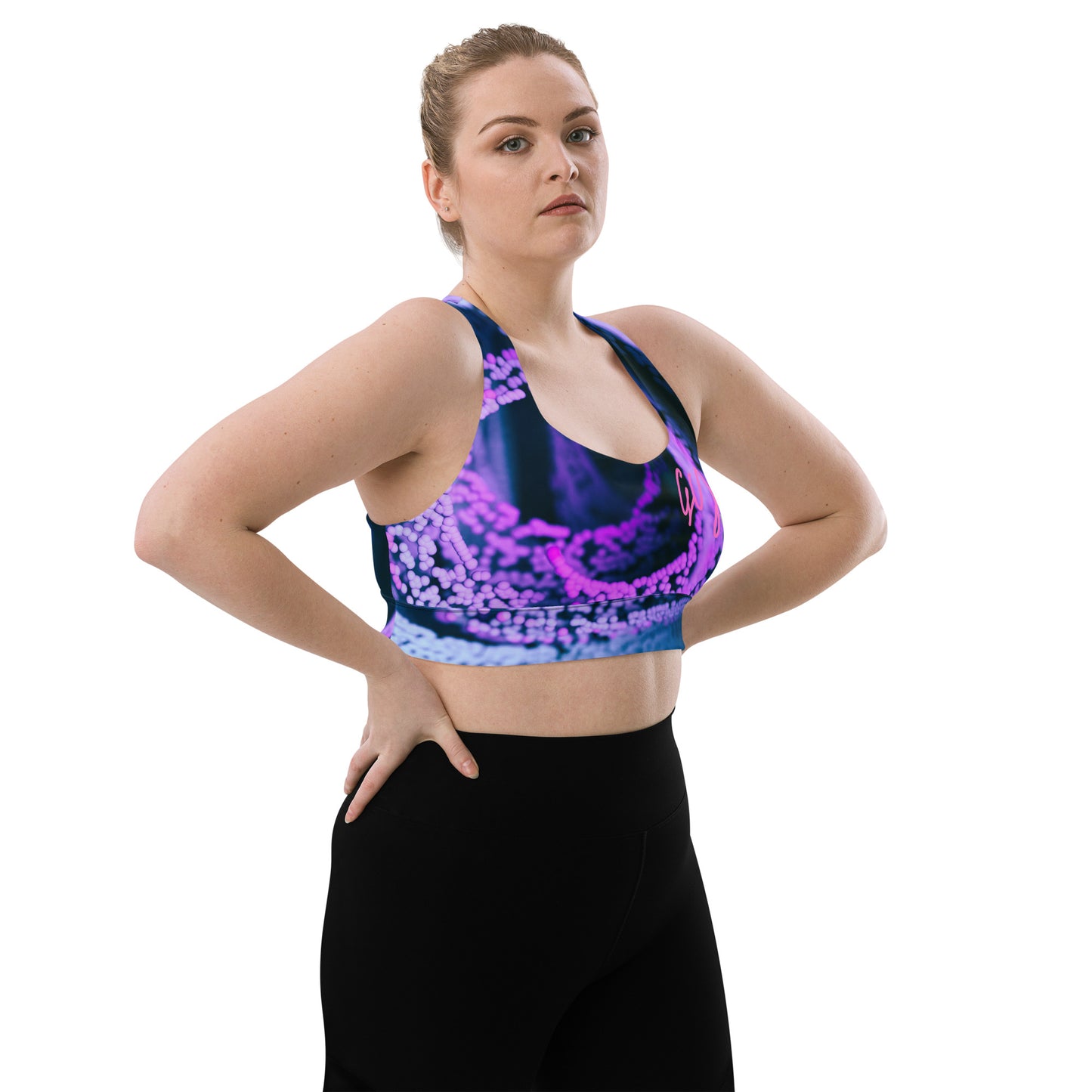 GymWidowz Longline sports bra - Purple Swirl