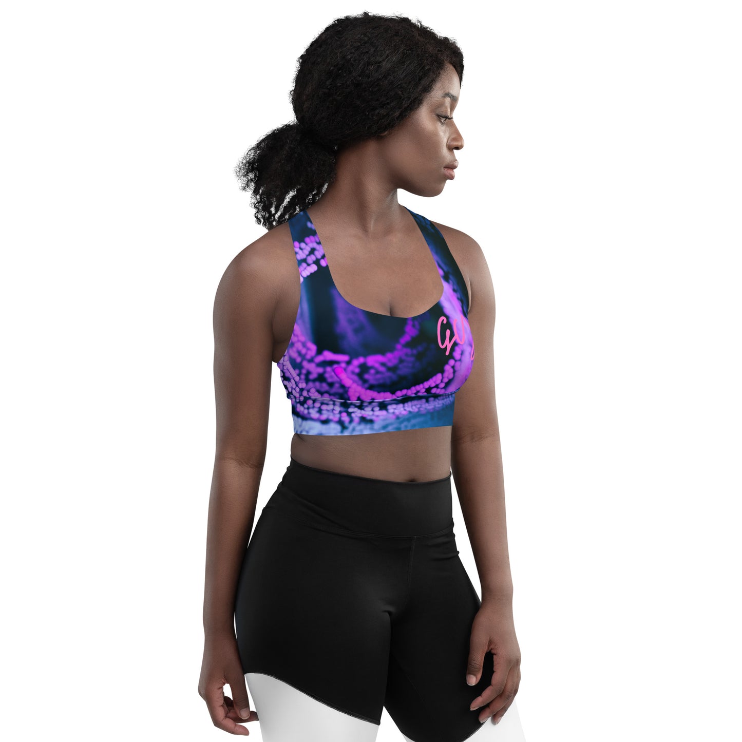 GymWidowz Longline sports bra - Purple Swirl