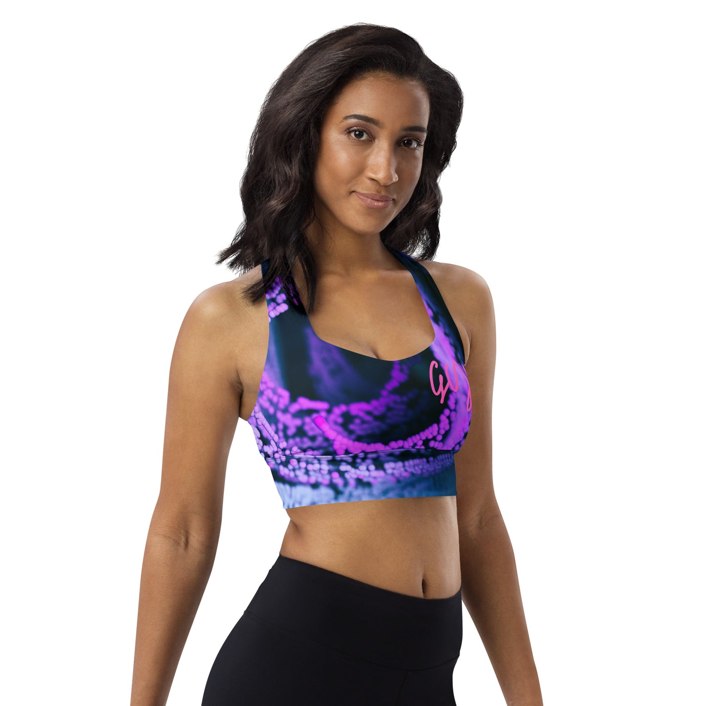 GymWidowz Longline sports bra - Purple Swirl