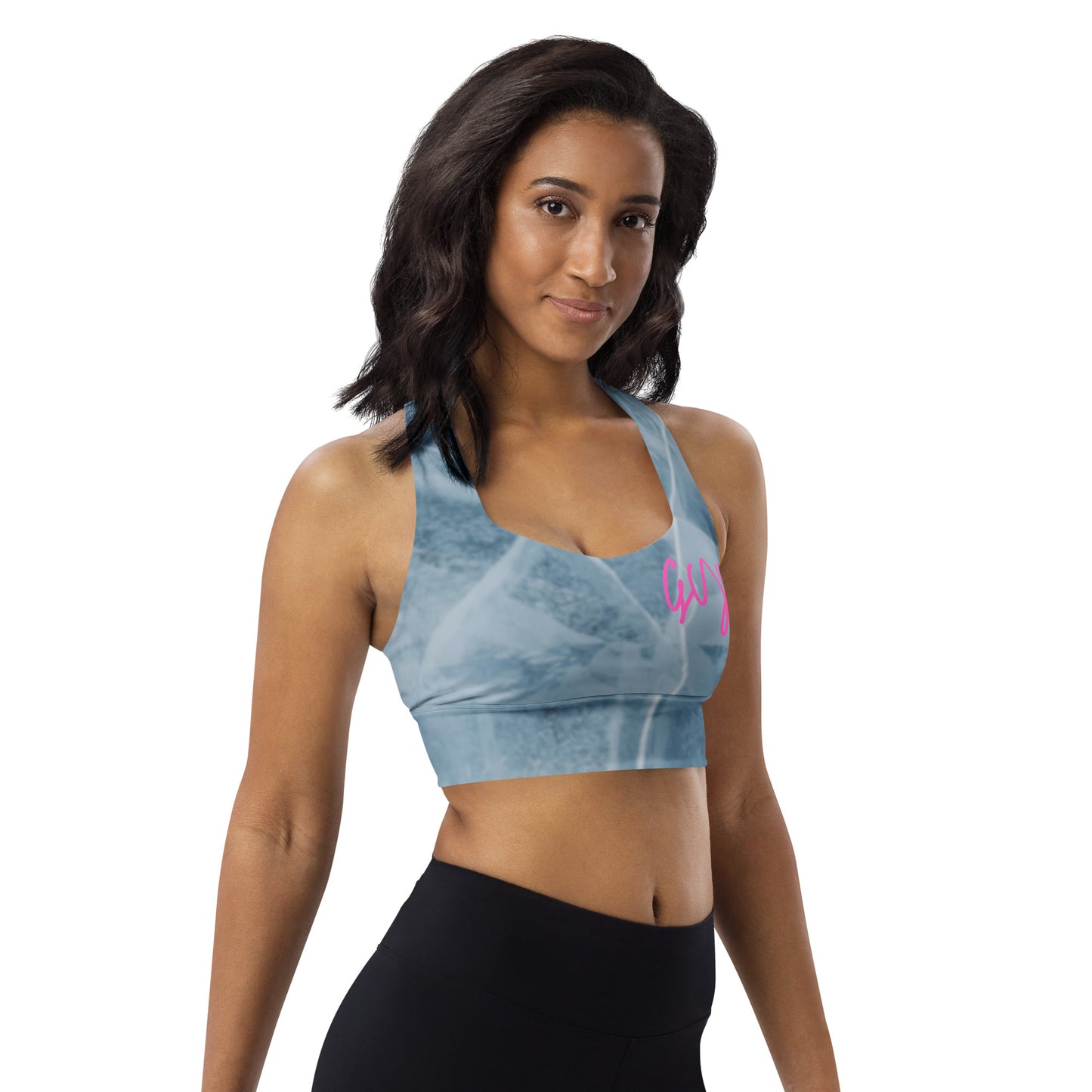 GymWidowz Longline sports bra - Cracked Ice