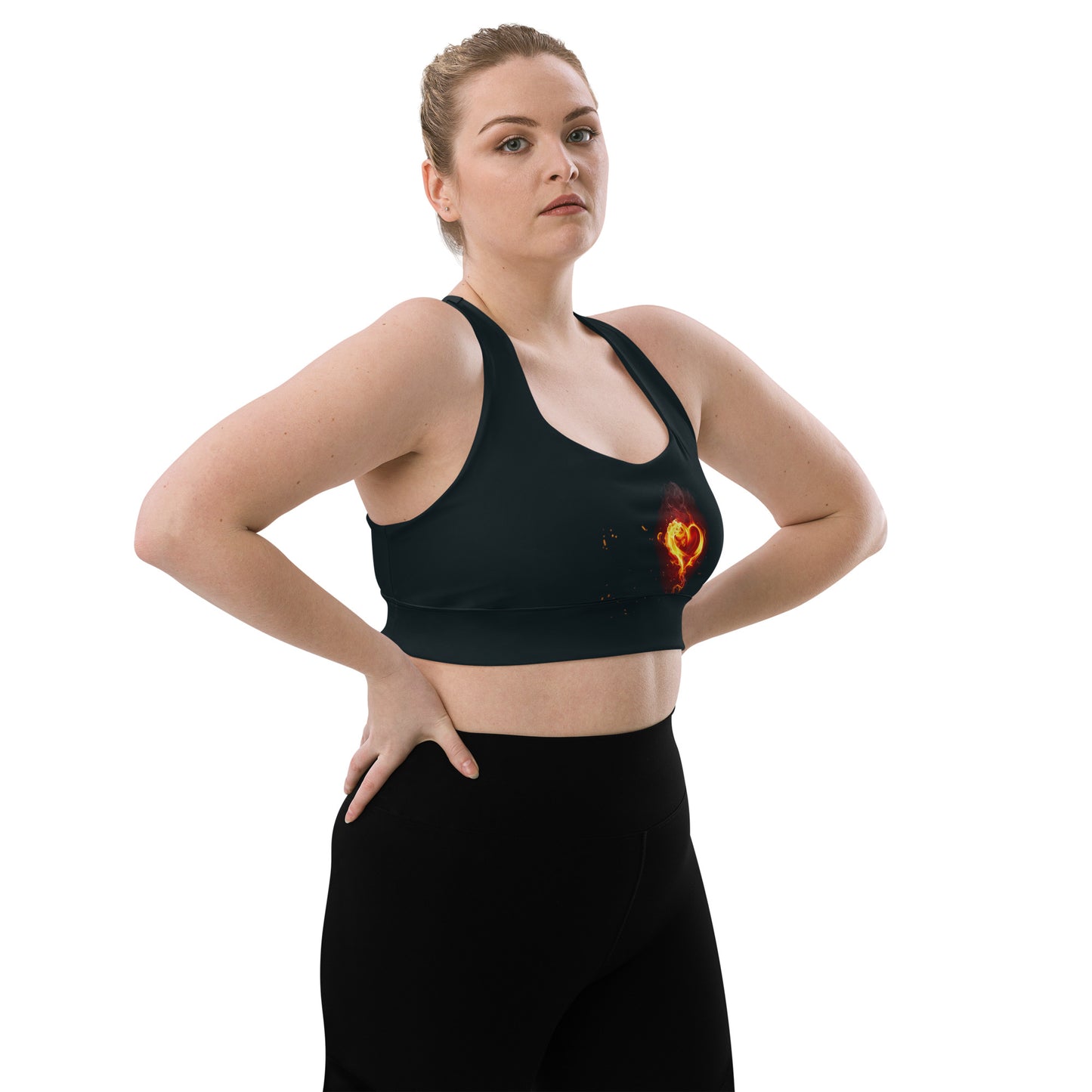 GymWidowz Longline sports bra - Burning Heart