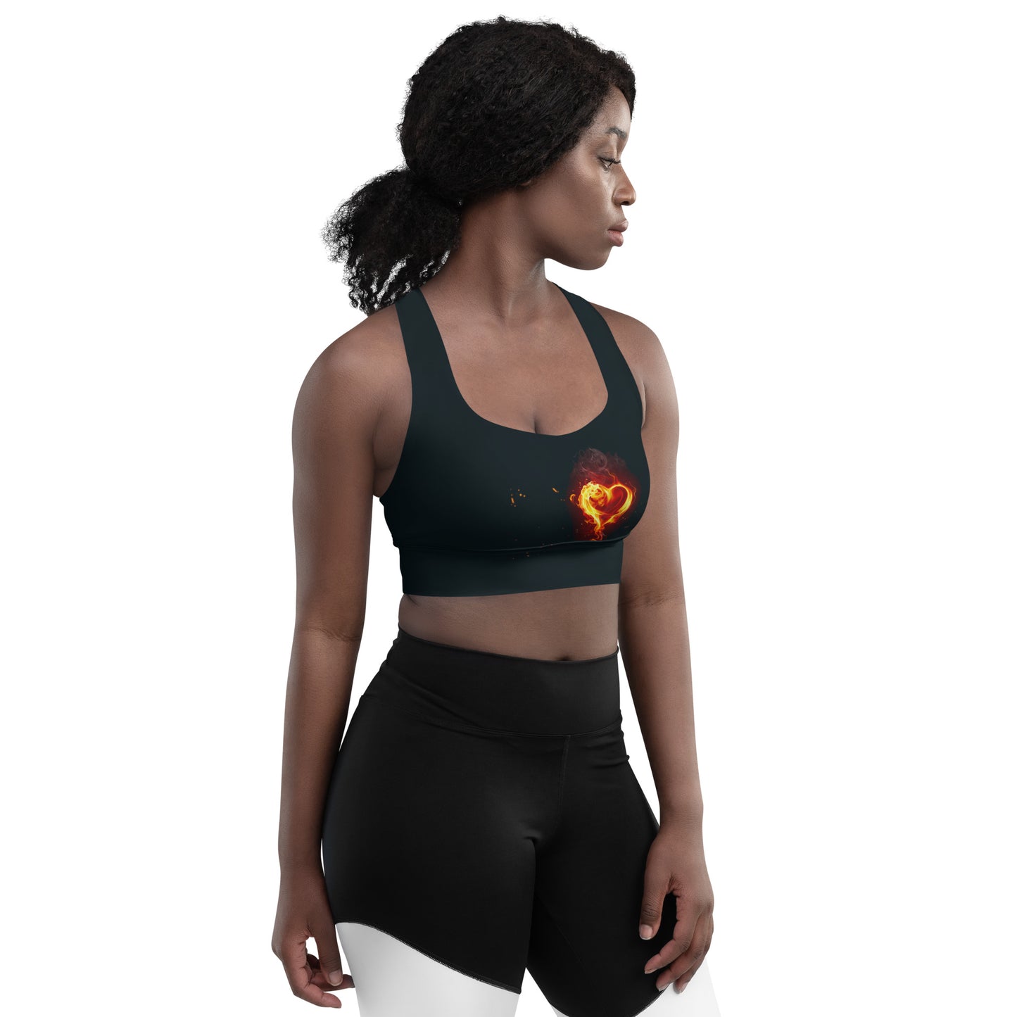 GymWidowz Longline sports bra - Burning Heart