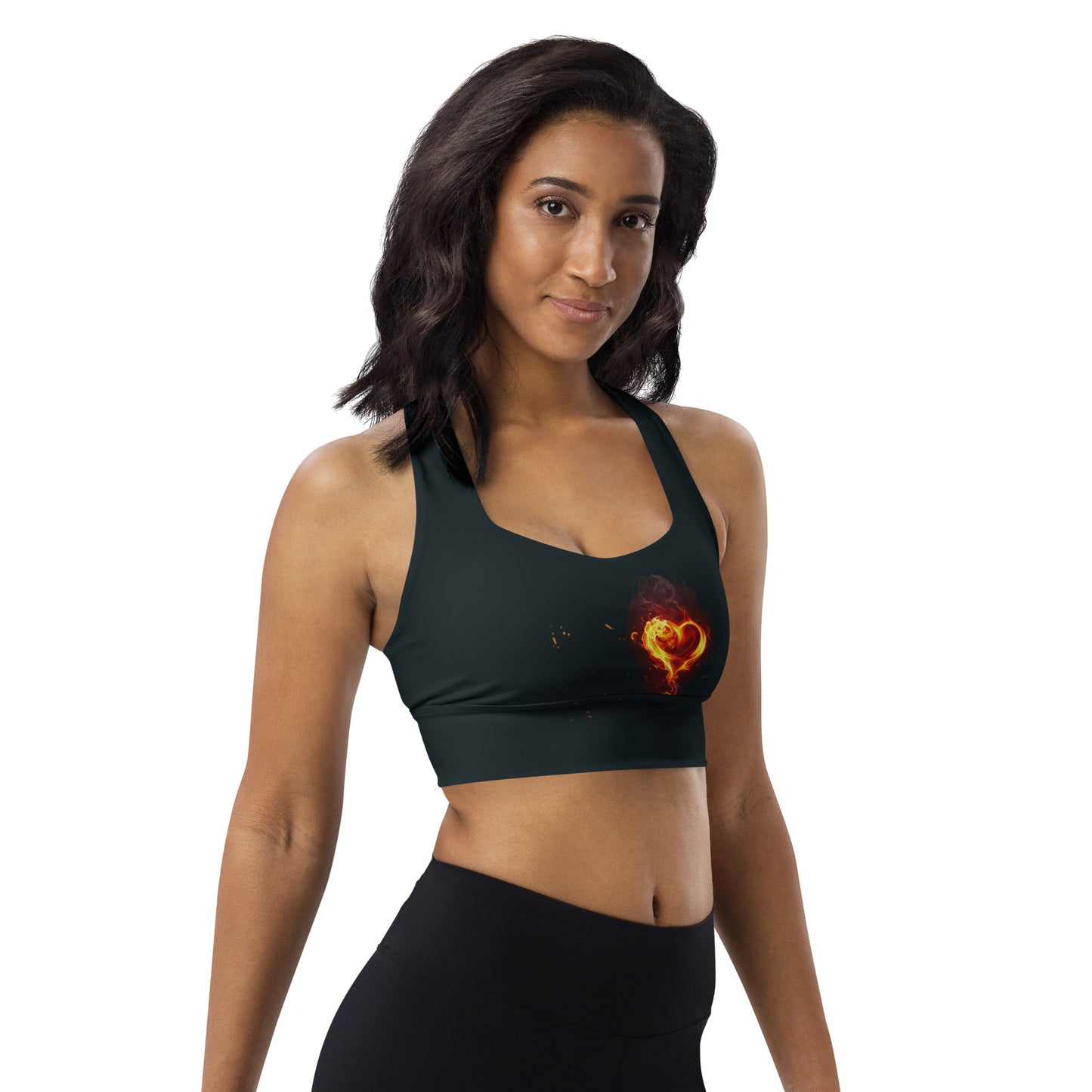 GymWidowz Longline sports bra - Burning Heart