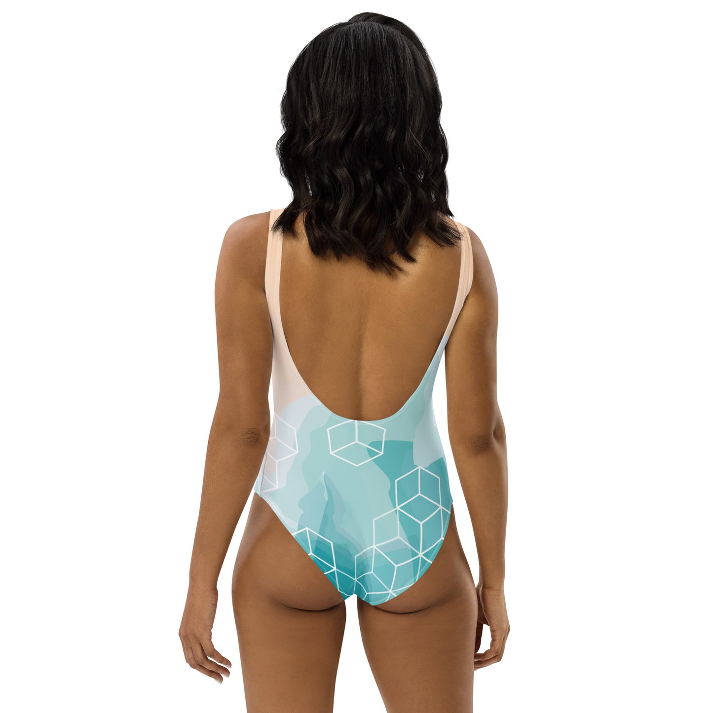 GymWidowz One-Piece Swimsuit - Waves & Cubes