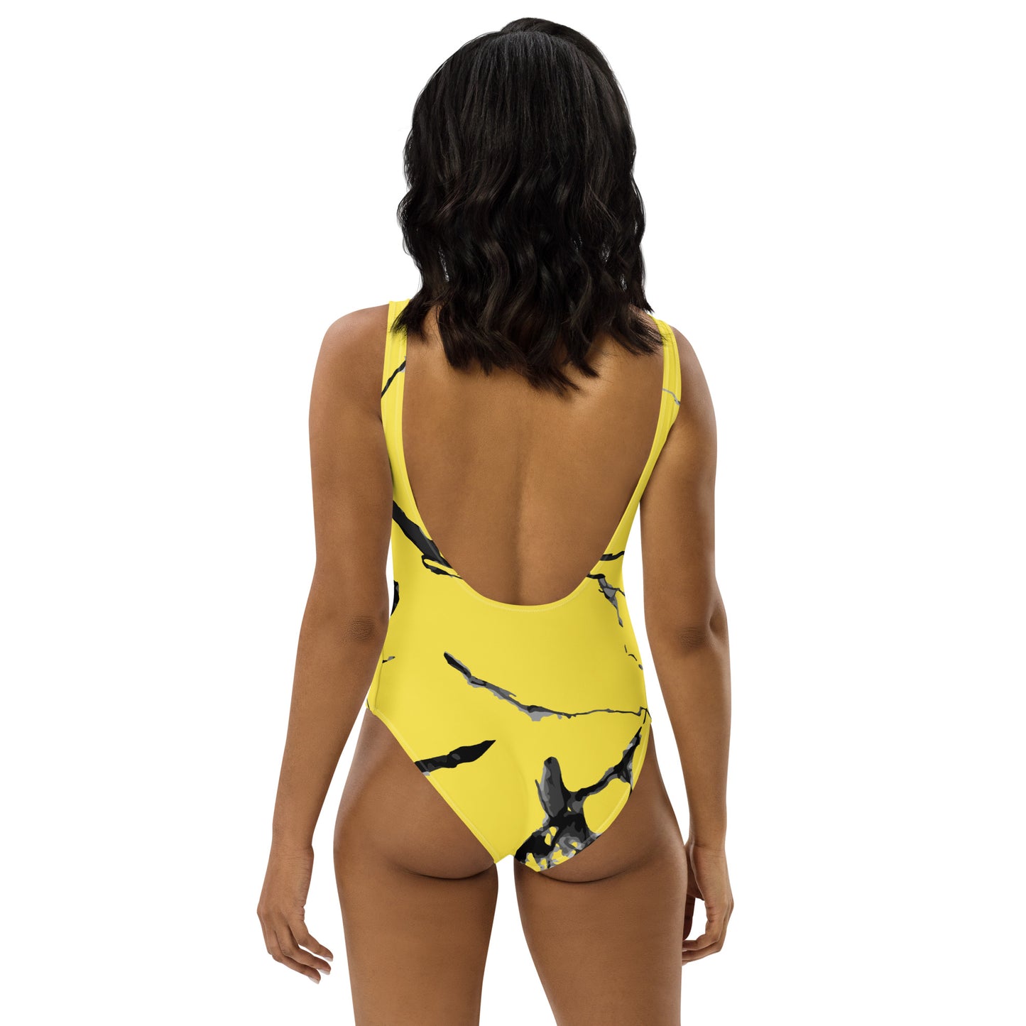 GymWidowz One-Piece Swimsuit - Daisy Yellow (Marble)