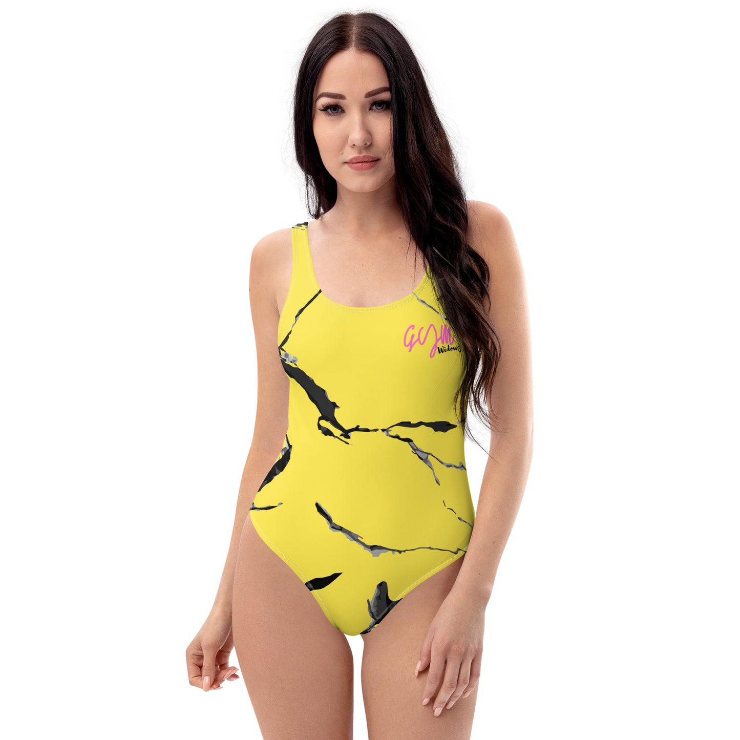 GymWidowz One-Piece Swimsuit - Daisy Yellow (Marble)