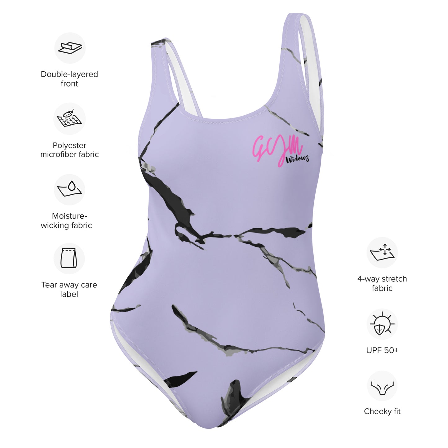 GymWidowz One-Piece Swimsuit - Lilac (Marble)