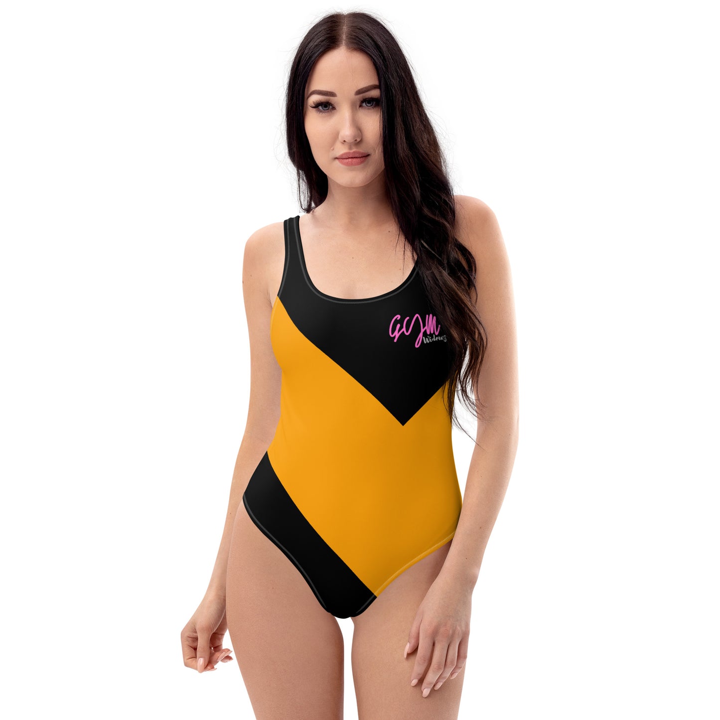 GymWidowz One-Piece Swimsuit - Abstract Black/Yellow