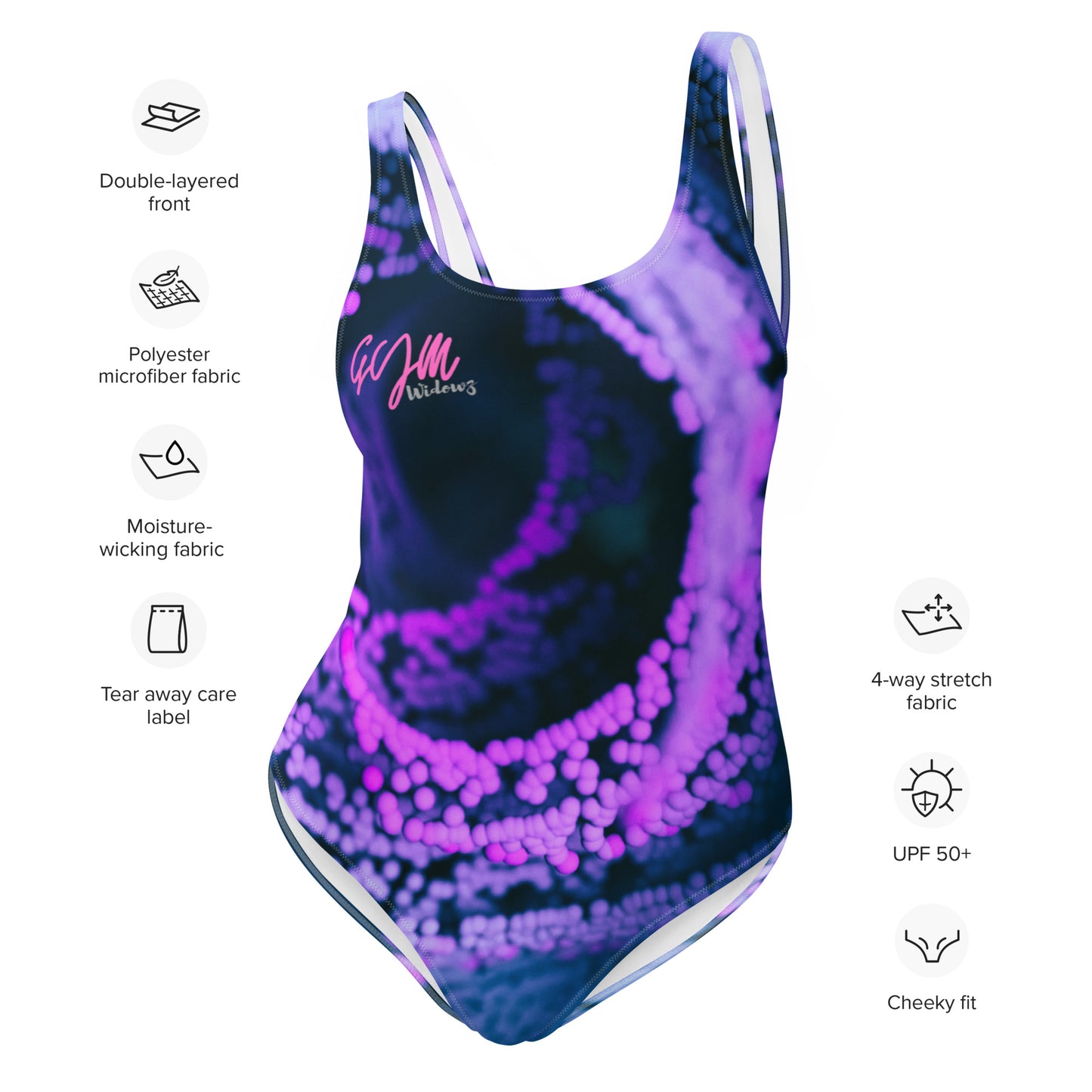 GymWidowz One-Piece Swimsuit - Purple Swirl